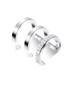 Three Curved with Crystal Ear Cuff EC-1141